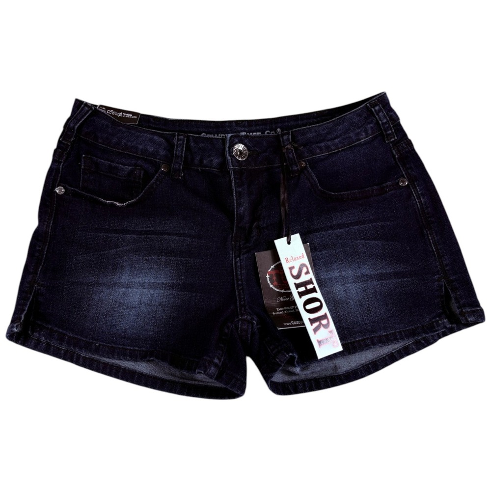 Cowgirl Tuff Co. Right On Shorts Womens 28 Blue Cotton Dark Wash Relaxed Fit New